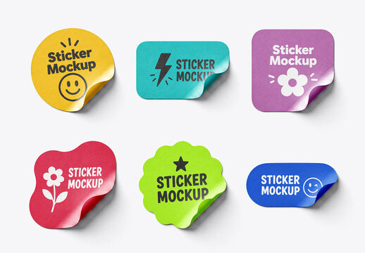 Set Stickers Collection Mockup