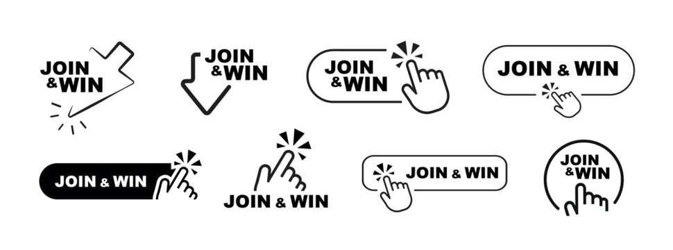 join and win sign on white background