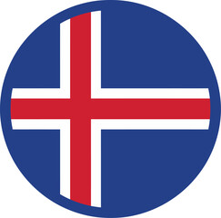 Fototapeta premium Iceland flag circle vector, Icelandic national symbol, round blue red white icon