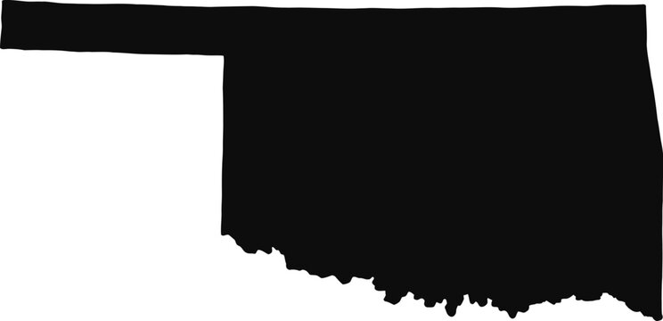 Oklahoma state map silhouette, black vector Oklahoma border, US geography icon
