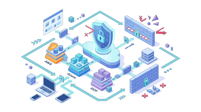 comprehensive cloud security infrastructure illustrating data protection and cyber threat mitigation in modern digital