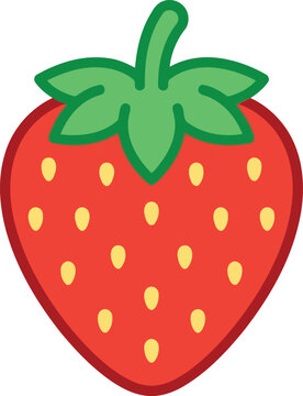 Cute red strawberry fruit flat vector icon Vector