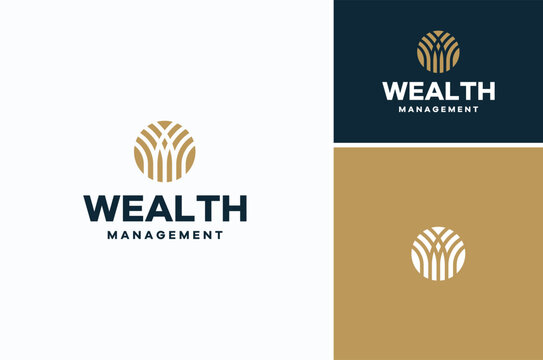 Several Lines Pattern in a Circle become Initial Letter W logo design
