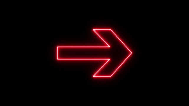 blue color arrow points to the right. Flashing neon icon to the right arrow. on alpha transparent background