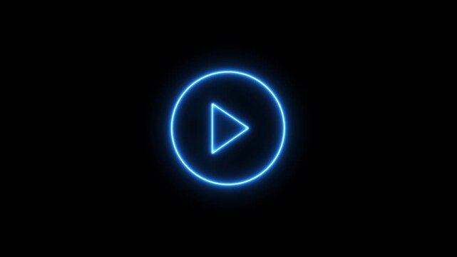 green color play buttonon alpha transparent background. Start button. Neon glowing play button.
