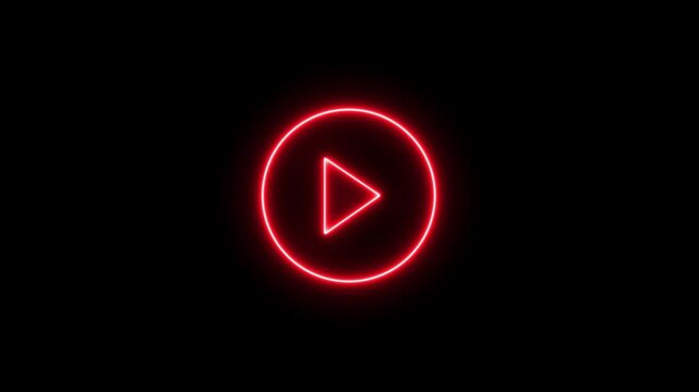 green color play buttonon alpha transparent background. Start button. Neon glowing play button.