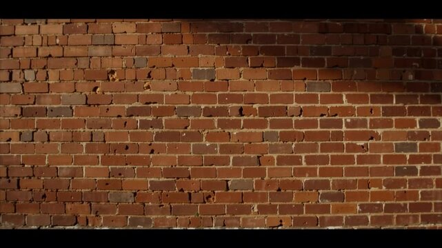 Warm moving sunlight crosses a detailed red brick wall, creating a versatile architectural background.