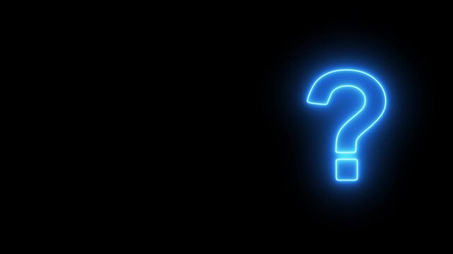 Neon question mark. Neon sign in the shape of a question mark. on alpha transparent background