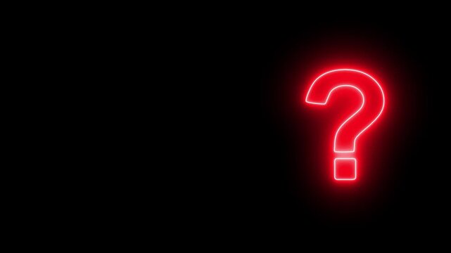 Neon question mark. Neon sign in the shape of a question mark. on alpha transparent background