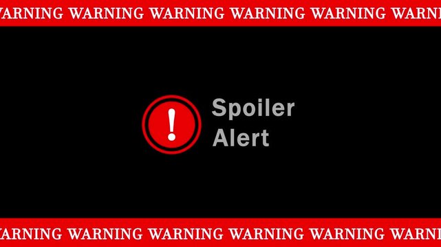 Spoiler alert warning motion with red flashing border for creators attention notification motion red banner