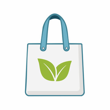 Reusable eco friendly fabric shopping tote bag with double green leaf logo