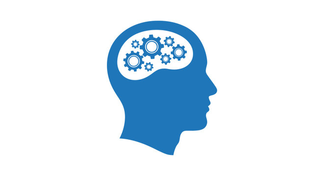 Conceptual illustration of the mind with gear mechanisms symbolizing thought processes