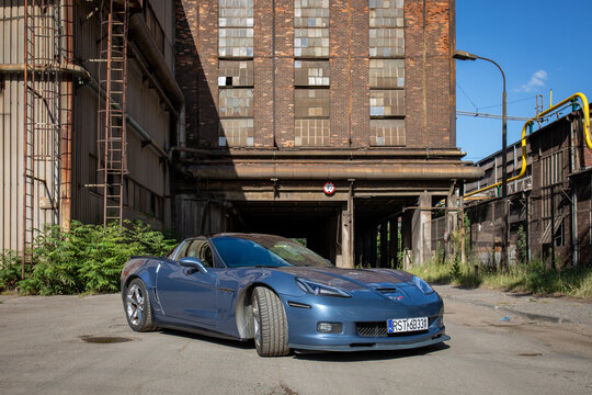 Poland, Stalowa Wola - 14th July, 2026: Corvette C6 Grand Sport. 430 KM 6.2 l ls3 2011 Sonic Blue