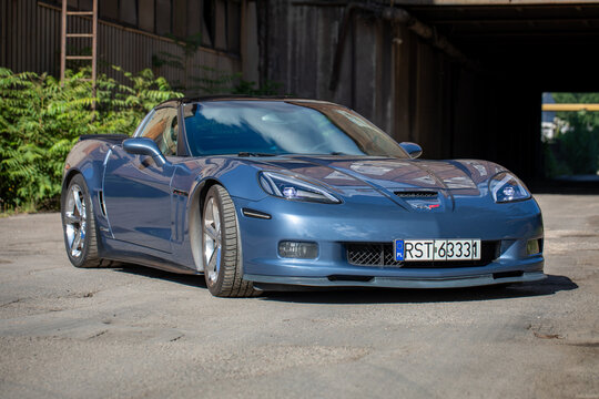 Poland, Stalowa Wola - 14th July, 2026: Corvette C6 Grand Sport. 430 KM 6.2 l ls3 2011 Sonic Blue