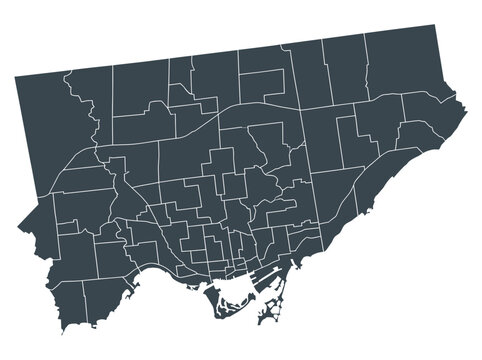 Toronto City Map with Neighborhood and Ward Boundaries