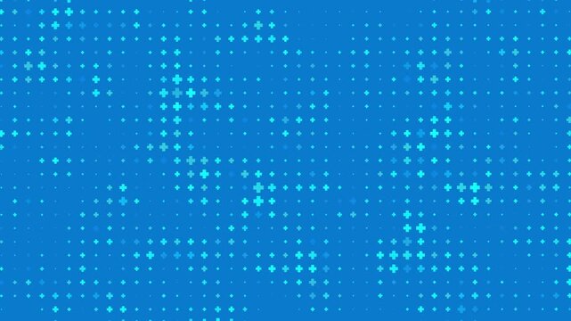 Abstract Blue Healthcare Plus Symbol Motion Background with Geometric Dot Pattern and Seamless 4K Loop Animation
