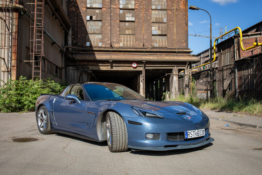 Poland, Stalowa Wola - 14th July, 2026: Corvette C6 Grand Sport. 430 KM 6.2 l ls3 2011 Sonic Blue