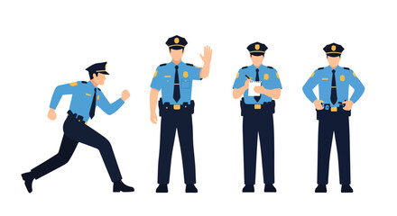 Police Officers Set. Professional Characters. Flat Vector Illustration. Law Enforcement Concept.