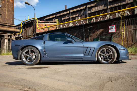 Poland, Stalowa Wola - 14th July, 2026: Corvette C6 Grand Sport. 430 KM 6.2 l ls3 2011 Sonic Blue