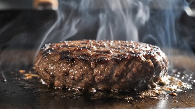 Juicy Lamb Chops Grilling on Barbecue Over Open Flame with Smoky Summer BBQ Cooking Outdoors