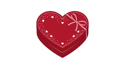 Fototapeta premium Red Heart Shaped Gift Box with Pink Ribbon and White Hearts Decoration
