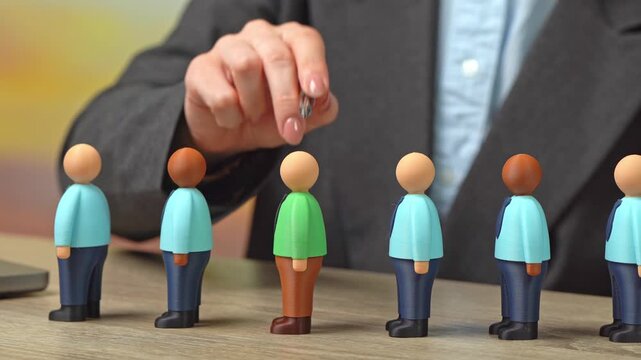 Selecting the right candidate for the job. Appointing a new project or department manager. Recruitment decision moment, leadership choice and organizational growth strategy