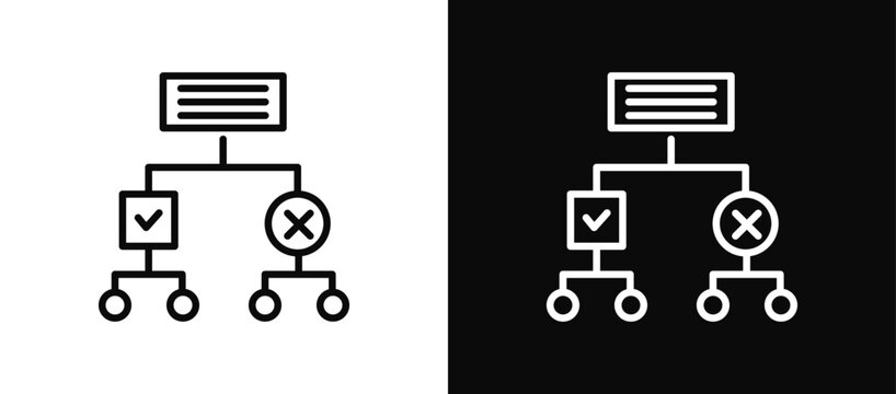 Decision Tree icon set black and white