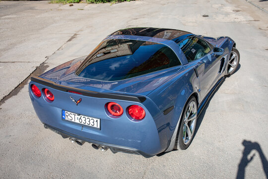 Poland, Stalowa Wola - 14th July, 2026: Corvette C6 Grand Sport. 430 KM 6.2 l ls3 2011 Sonic Blue