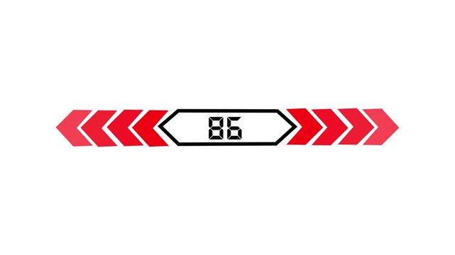 Text 86 icon with two beside arrow and dark background 4k motion video animation.
