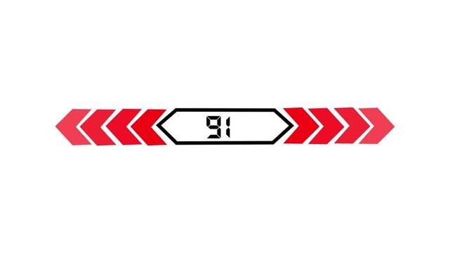 Text 91 icon with two beside arrow and dark background 4k motion video animation.