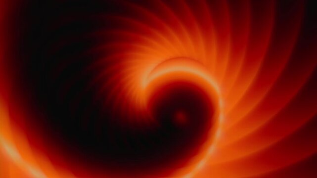 Abstract 3D spiral with fiery yellow-orange glow and deep shadows. Hypnotic organic rotating tunnel. Seamless CGI loop, perfect warm background for motion design