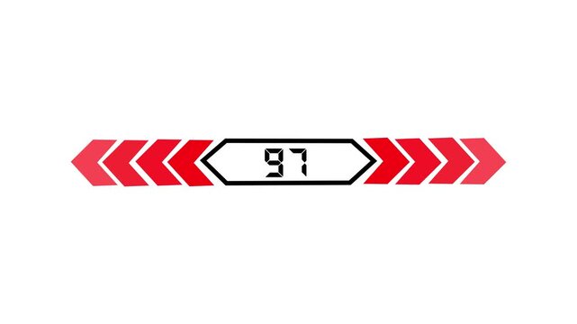 Text 97 icon with two beside arrow and dark background 4k motion video animation.