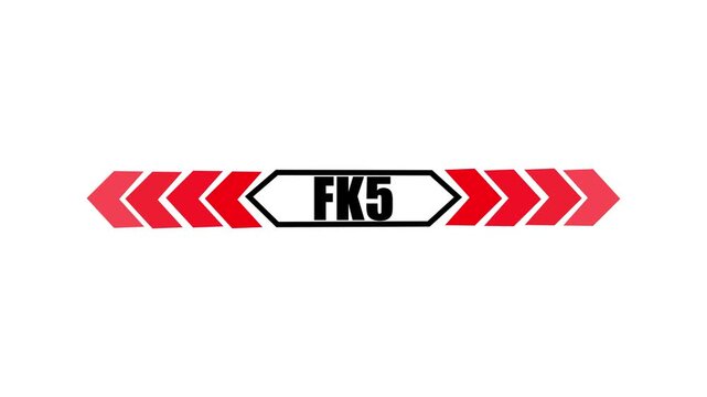 Text FK5 icon with two beside arrow and dark background 4k motion video animation.