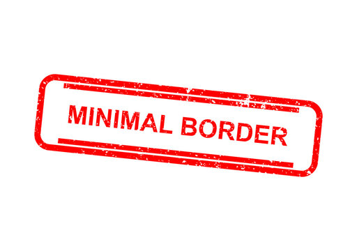 Minimal border stamp with red outline and text illustration