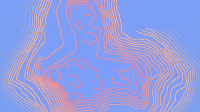Elegant 4K CGI animation with coral and peach contours on baby blue. Soft tech seamless loop for wellness, medical presentations, and clean modern web design. High-quality non-AI 3D visualization