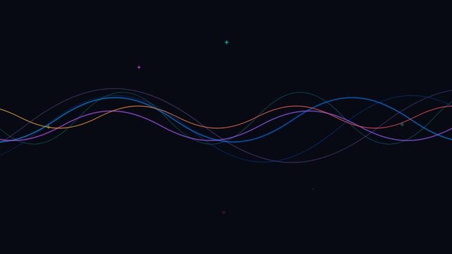 Dynamic Abstract Wave Light Trails Across Dark Canvas.