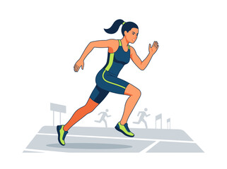 Fototapeta premium Woman Athlete Sprinting Fiercely On Track With Determination And Focus On Race Day
