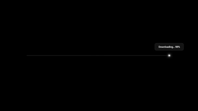 Minimalist Digital Downloading Progress Bar with Percentage Indicator on Plain Black Background