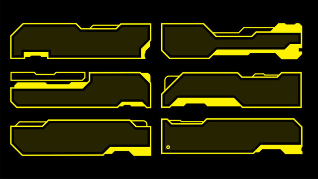 Yellow Futuristic Display Panel Set Sci Fi HUD Lower Third And Cyber UI Frame Template For Game Overlay And Video Title Dialog Box