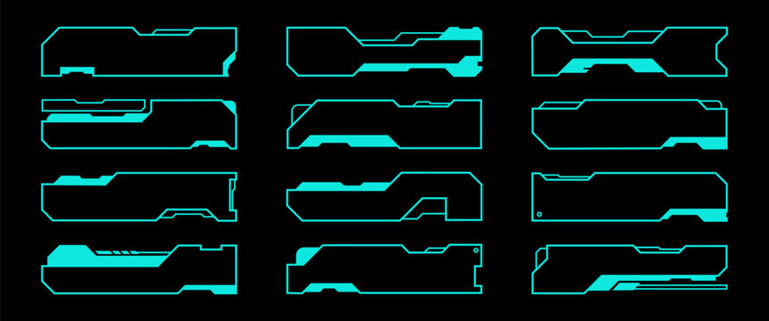 Cyber Display Panel Set Futuristic Sci Fi HUD Lower Third And Glowing UI Frame Template For Game Overlay And Video Title Box
