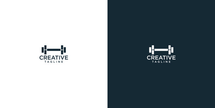 Modern minimalist dumbbell logo design representing strength, fitness, and creative potential for gyms, personal trainers, or health-related businesses, ideal for establishing a strong brand identity
