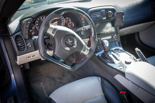 Poland, Stalowa Wola - 14th July, 2026: Corvette C6 Grand Sport. 430 KM 6.2 l ls3 2011 Sonic Blue