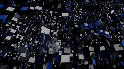 Fototapeta premium An abstract illustration featuring countless silver boxes of various sizes arranged like tiles.