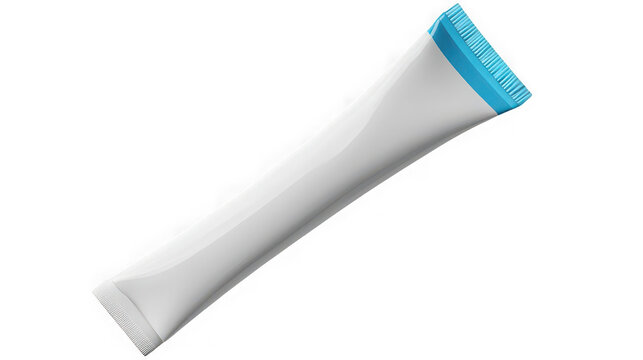 Blank cosmetic squeeze tube packaging mockup isolated with tube blue cap on transparent background
