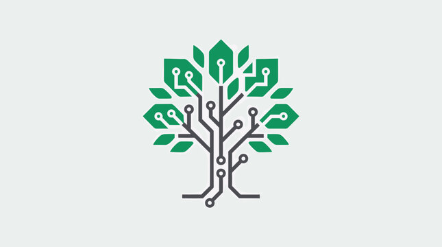 Digital tree circuit board tech logo