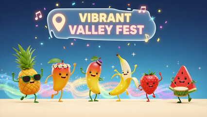 Naklejka premium Happy Fruits Festival Celebration