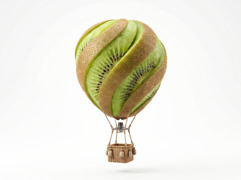 Hot Air Balloon Made from Fresh Kiwi Fruit