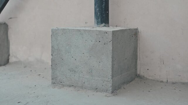 Close Up of Gray Concrete Block Structure with Rough Cement Texture