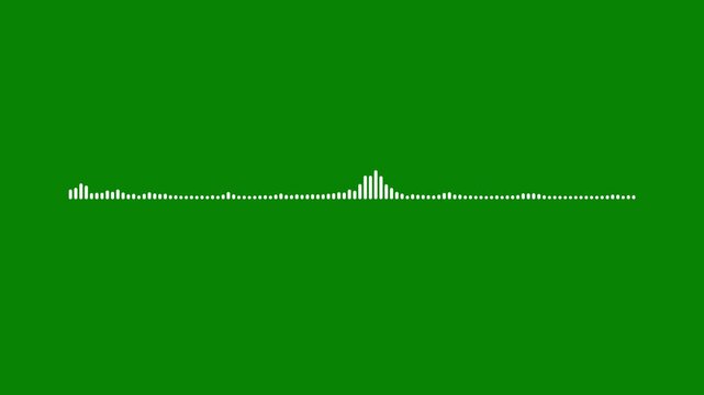Dynamic white audio visualizer- Music sound wave animation on green ground, Sound wave animated audio waveform spectrum animation. Abstract music audio wave. 4k video.