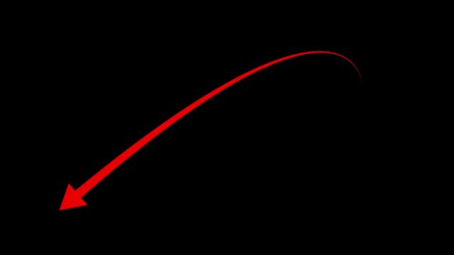 Red arrow progressing through three frames on black background demonstrating motion video movement